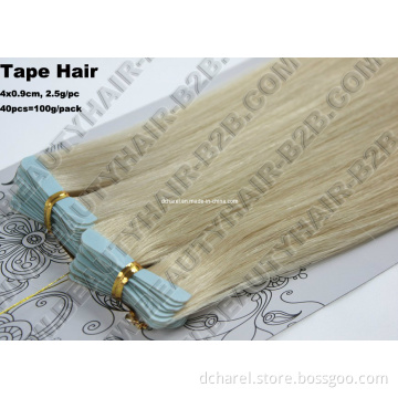 Pre Taped Hair, White/Blue Tape Hair Extension (BHF-T1006)
